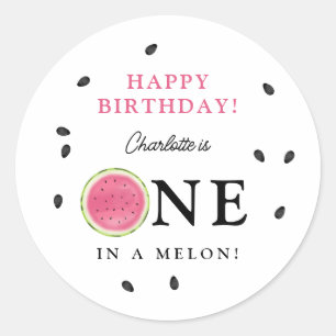 メロンのスイカの夏誕生日に1つ ラウンドシール