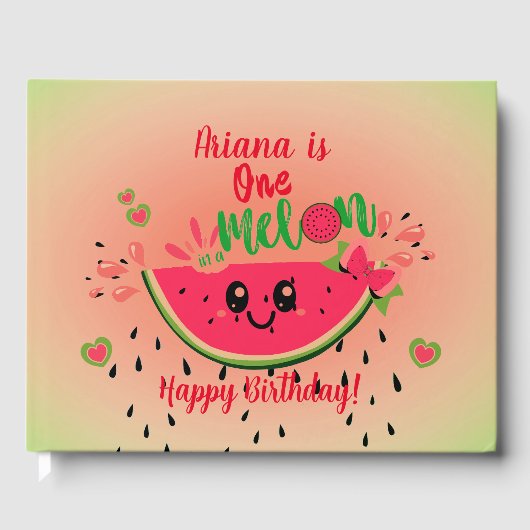 メロンのスイカの女の子の夏の誕生日 ゲストブック (正面)