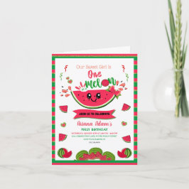 メロンのスイカの女の子の最初の誕生日の一人 招待状