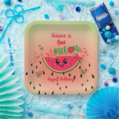 メロンのスイカの女の子の最初の誕生日 ペーパープレート (パーティー)