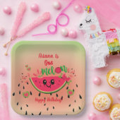 メロンのスイカの女の子の最初の誕生日 ペーパープレート (パーティー)