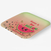 メロンのスイカの女の子の最初の誕生日 ペーパープレート (傾斜あり)