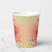 メロンのスイカの女の子の最初の誕生日 紙コップ (右)