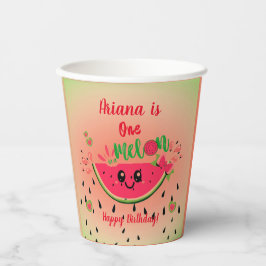 メロンのスイカの女の子の最初の誕生日 紙コップ