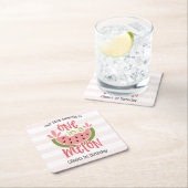 メロンのスイカの最初の誕生日に1つ スクエアペーパーコースター (インサイチュ)