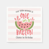 メロンのスイカの最初の誕生日に1つ スタンダードカクテルナプキン (正面)