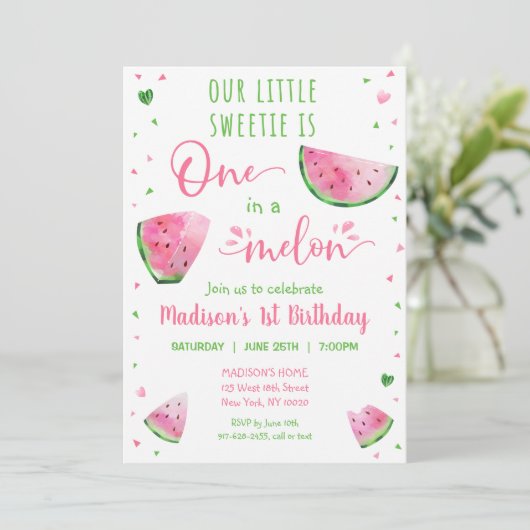 メロンのスイカの最初の誕生日に1つ 招待状 (スタンド正面)