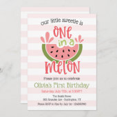 メロンのスイカの最初の誕生日に1つ 招待状 (正面/裏面)