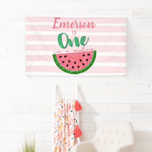 メロンのスイカの最初の誕生日のバナー 横断幕 (インサイチュ)