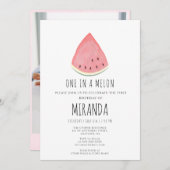 メロンのスイカの最初の誕生日パーティーで1人 招待状 (正面/裏面)