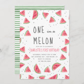 メロンのスイカの最初の誕生日パーティーで1人 招待状 (正面/裏面)