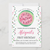 メロンのスイカの最初の誕生日パーティーで1人 招待状 (正面)