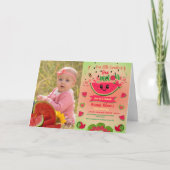 メロンのスイカの最初の誕生日写真 招待状 (正面)