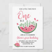 メロンのスイカの最初の誕生日 招待状 (正面)