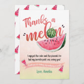 メロンのスイカの最初誕生日の1つは感謝していしています サンキューカード (正面/裏面)