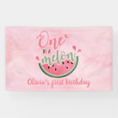 メロンのスイカの水色の1歳の誕生日 横断幕 (横)