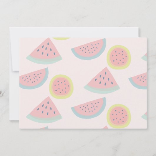 メロンのスイカの白1歳の誕生日の写真 招待状 (裏面)