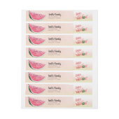 メロンのスイカの誕生日の宛名ラベルの1つ ラップアラウンドラベル (シート)