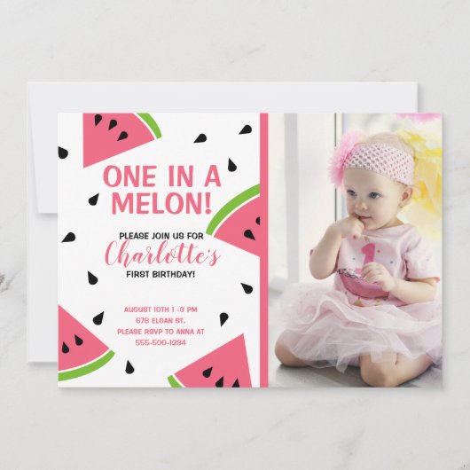 メロンのスイカ写真 招待状 (正面)