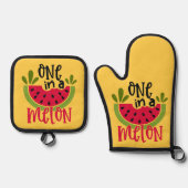 メロンのスイカ畑に1つ 鍋つかみ&鍋敷きセット (正面)