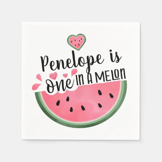 メロンのスイカ誕生日に1つパーソナライズされた スタンダードカクテルナプキン (正面)