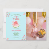 メロンのスイカ誕生日写真 招待状 (正面)