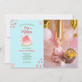 メロンのスイカ誕生日写真 招待状