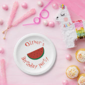 メロンのスイカ赤グリーン誕生日パーティーに1人 ペーパープレート (パーティー)