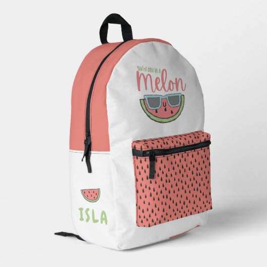 メロンのバックパックに入っている人 プリントバックパック (裏面左端)