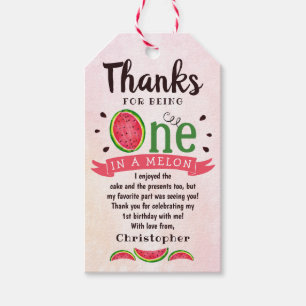 メロンの一つ1歳の誕生日ありがとう ギフトタグ