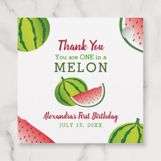 メロンの一つ1歳の誕生日ありがとう フェイバータグ (裏面)