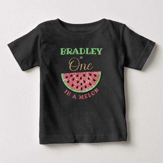 メロンの一歳の誕生日ベビー ベビーTシャツ (正面)