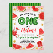 メロンの一歳の誕生日招待状 招待状 (正面/裏面)