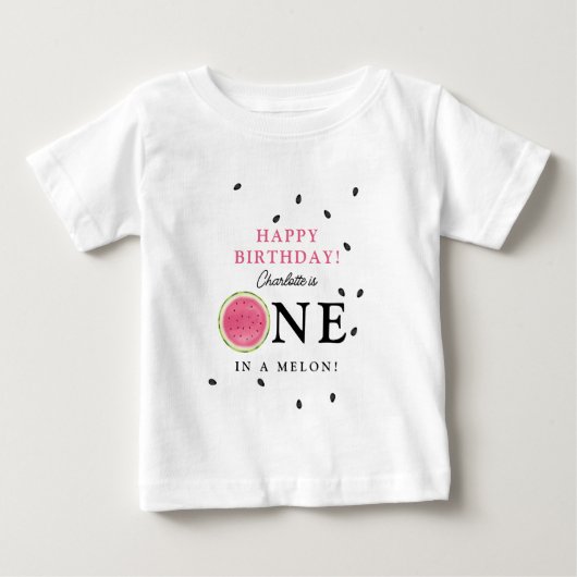 メロンの中でひとり 夏の誕生日子供 ベビーTシャツ (正面)