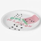 メロンの中でスイカをめくるのかわいいスイカ    ペーパープレート (アングル)