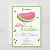 メロンの中で1つ メロンの夏 1歳の誕生日 招待状 (正面)
