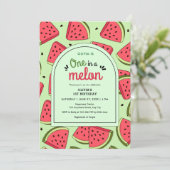 メロンの中で1つ 夏の誕生日おめでとう ウォーター メロンの1歳の誕生日 招待状 (スタンド正面)