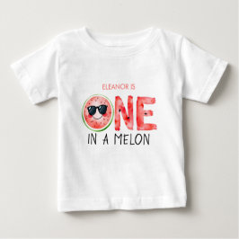 メロンの中で1人 誕生日おめでとう 水彩画 スイカ ベビーTシャツ