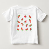 メロンの中で1人 誕生日おめでとう 水彩画 スイカ ベビーTシャツ (裏面)