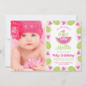 メロンの中で1位の誕生日 水彩写真 招待状 (正面)