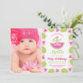 メロンの中で1位の誕生日 水彩写真 招待状 (スタンド正面)