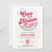 メロンの中で1番のモダンな水彩画 ファーストバースデー 招待状 (正面)