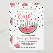 メロンの中で1番 メロンの1歳の誕生日パーティー招待状 招待状 (正面/裏面)