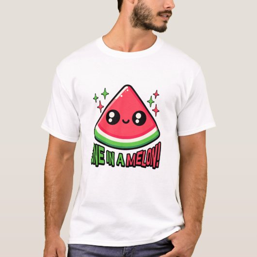 メロンの中に一つ!かわいいスイカプリン Tシャツ (正面)