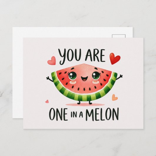 メロンの中に入った人 – かわいいスイカ シーズンポストカード (正面/裏面)
