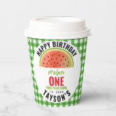 メロンの中の一つのスパークル スイカ 1歳の誕生日 紙コップ (正面)