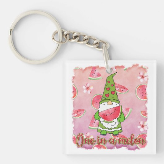 メロンの中の一つ | グリーン格言&スイカ キーホルダー (正面)