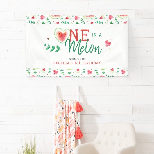 メロンの中の一つ |スイカ誕生日へようこそ 横断幕 (インサイチュ)