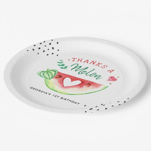 メロンの中の一つ |スイカ誕生日 ペーパープレート (アングル)