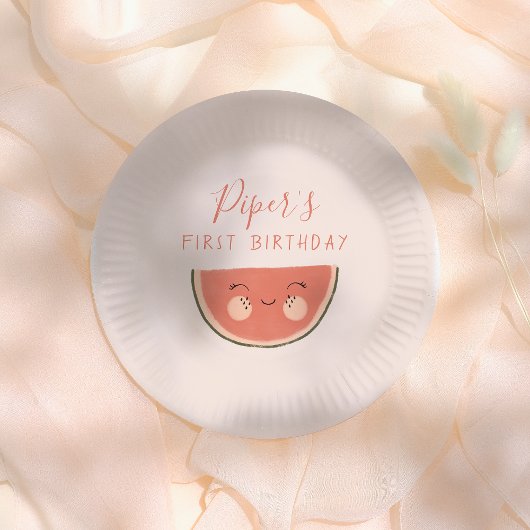 メロンの中の一人 可愛い 初めての誕生日パーティー ペーパープレート